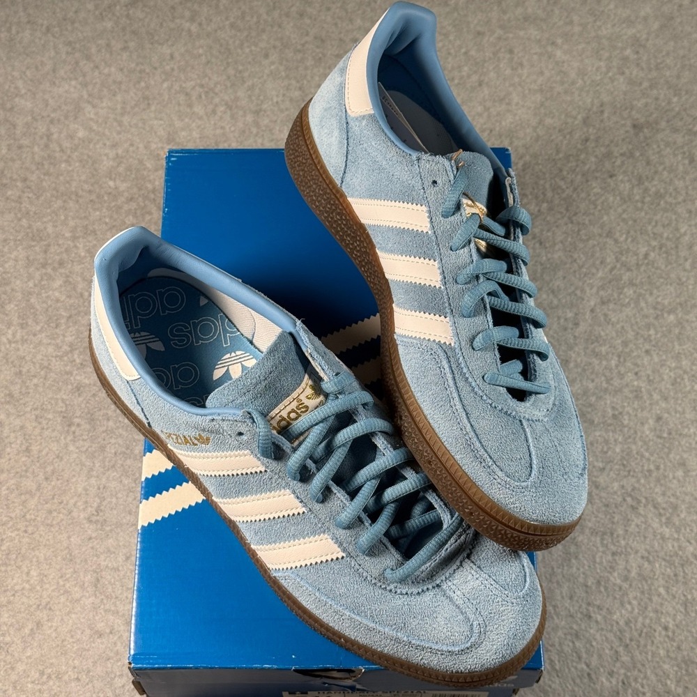 Adidas Handball Spezial Mens 6.5 BD7632 Light Blue White Gum Suede Sneaker NIB